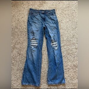 Aeropostale Jeans women 4 Denim blue distressed skater baggy bootcut medium wash